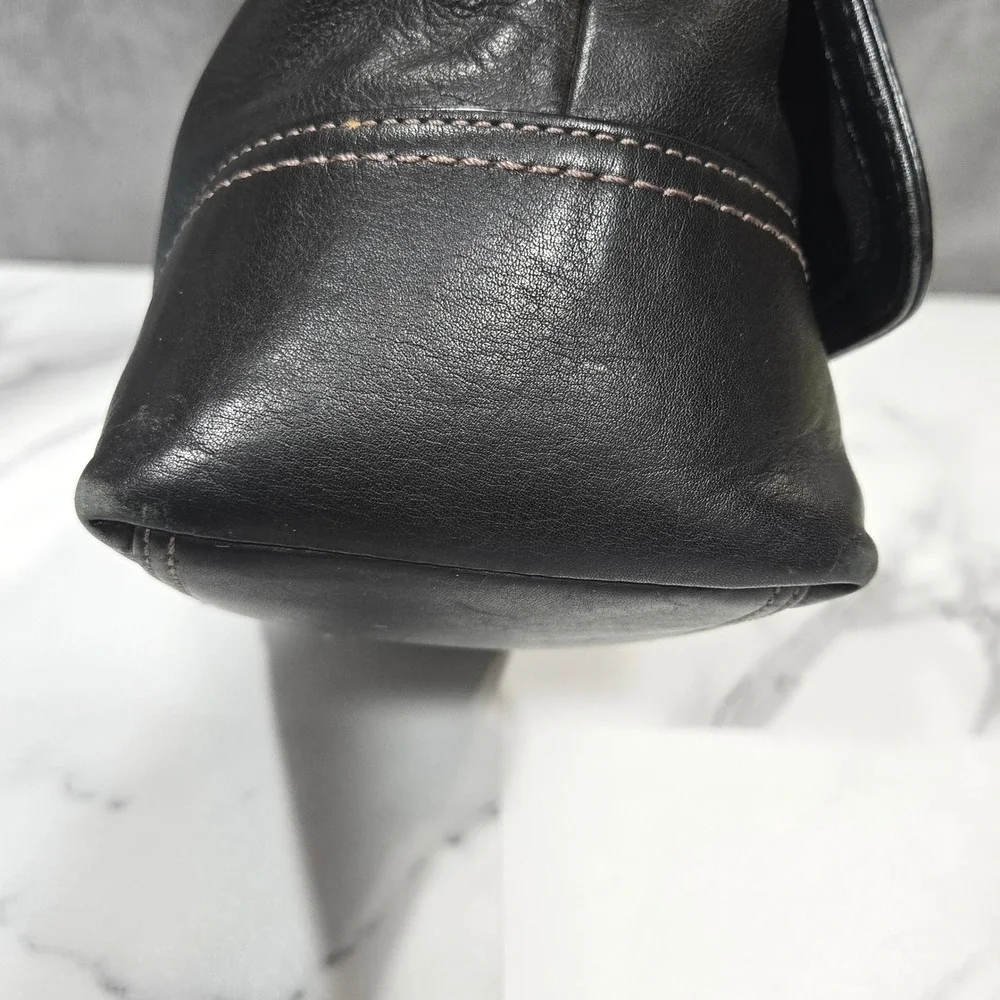 Coach Soho Buckle Flap Shoulder Bag Black Leather Women Small Handbag F11196